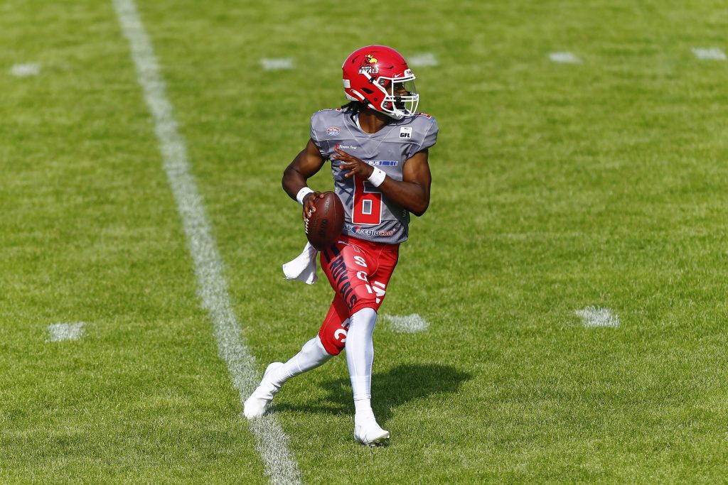 PJ Settles in der Uniform der Potsdam Royals im Jahr 2021 beim Spiel in Kiel.